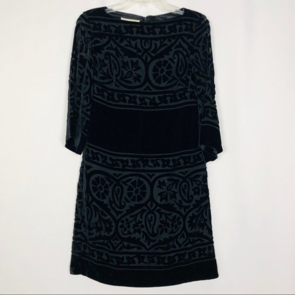 Black silk cut velvet dress